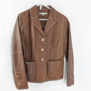 Vintage Cabi 100% Leather Top Stitch Jacket (FLAW)